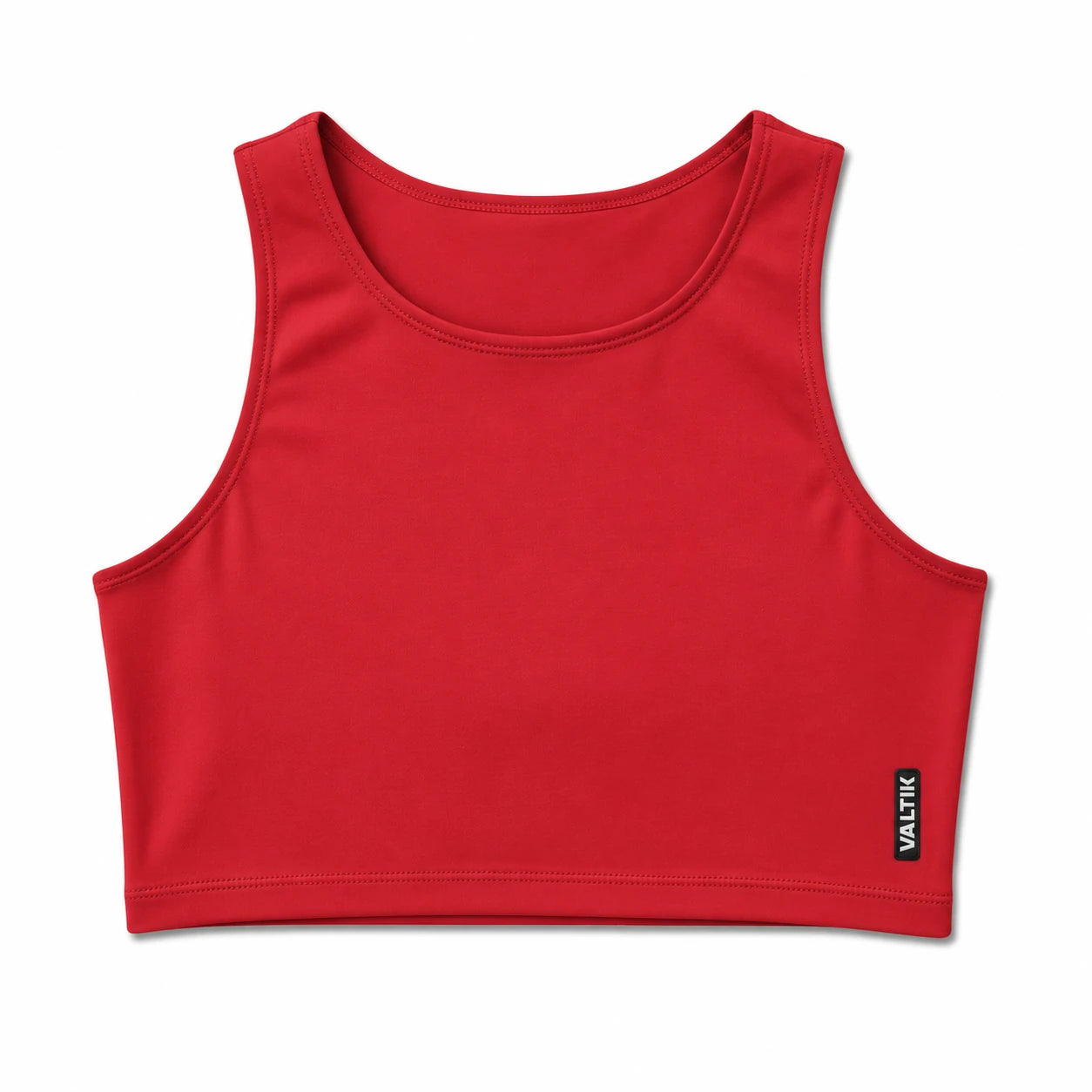Top deportivo NOVA de VALTIK para mujer en rojo, vista frontal del producto sobre fondo blanco.
