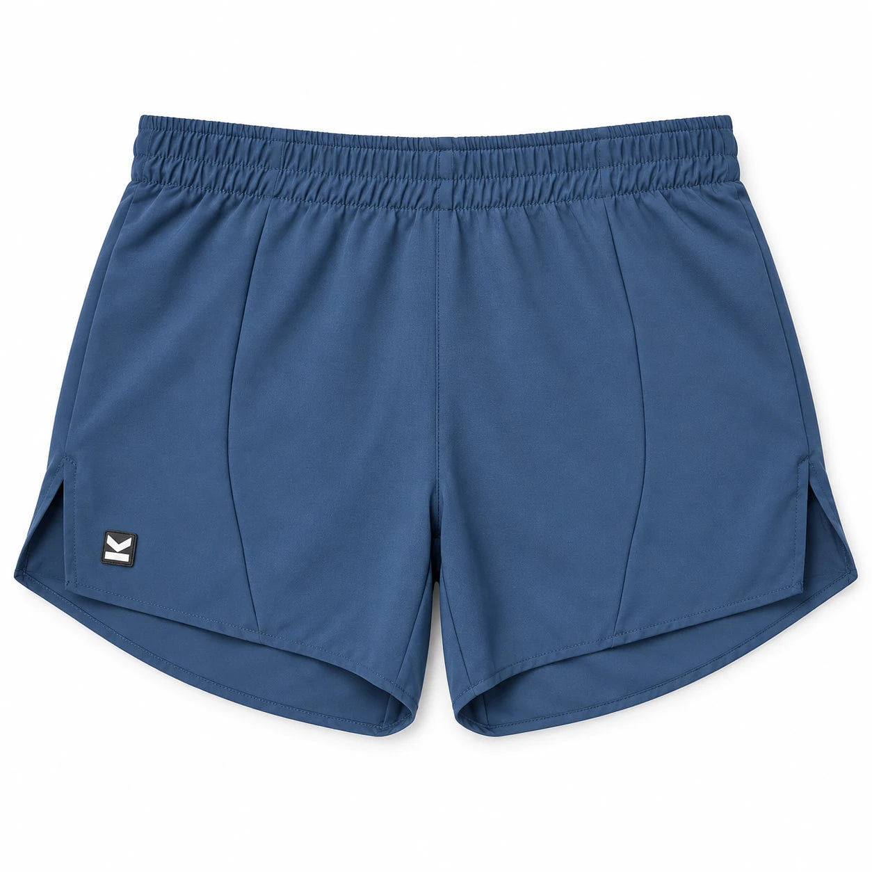 Short deportivo STRIDE de VALTIK para hombre en color azul petróleo, vista frontal del short extendido sobre fondo claro.