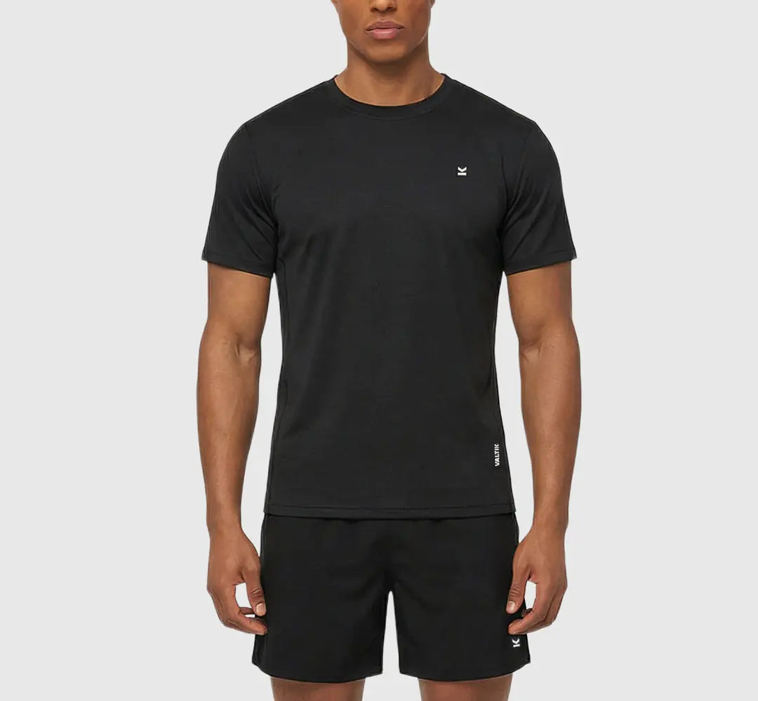 Camiseta manga corta hombre VALTIK AIRFLEX V2 Negro - vista frontal