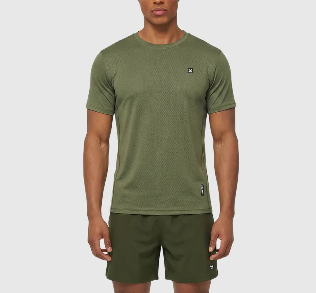 Camiseta manga corta hombre VALTIK AIRFLEX V2 Verde Olivo - vista frontal