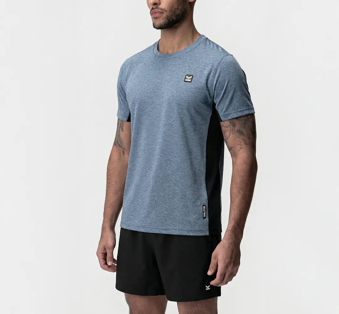 Camiseta manga corta hombre VALTIK CHAMP V2 Azul Ártico - vista frontal