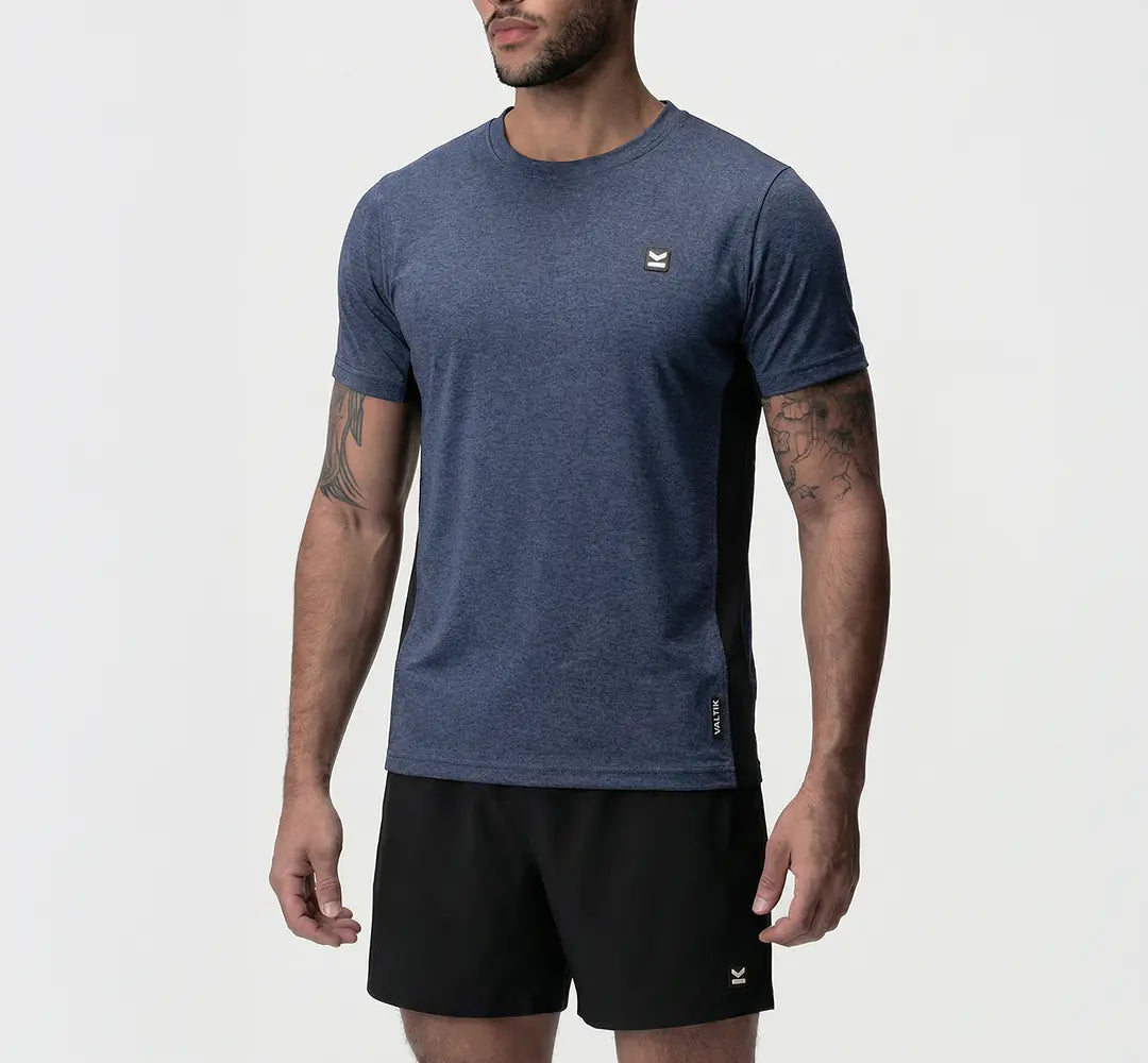 Camiseta manga corta hombre VALTIK CHAMP V2 Azul Damasco - vista frontal