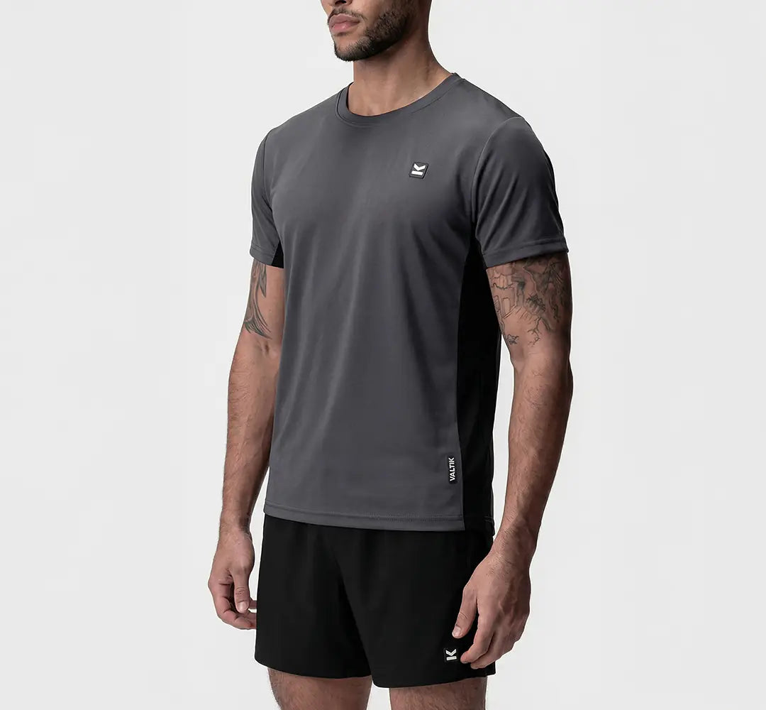 Camiseta manga corta hombre VALTIK CHAMP V2 Gris/Negro - vista frontal