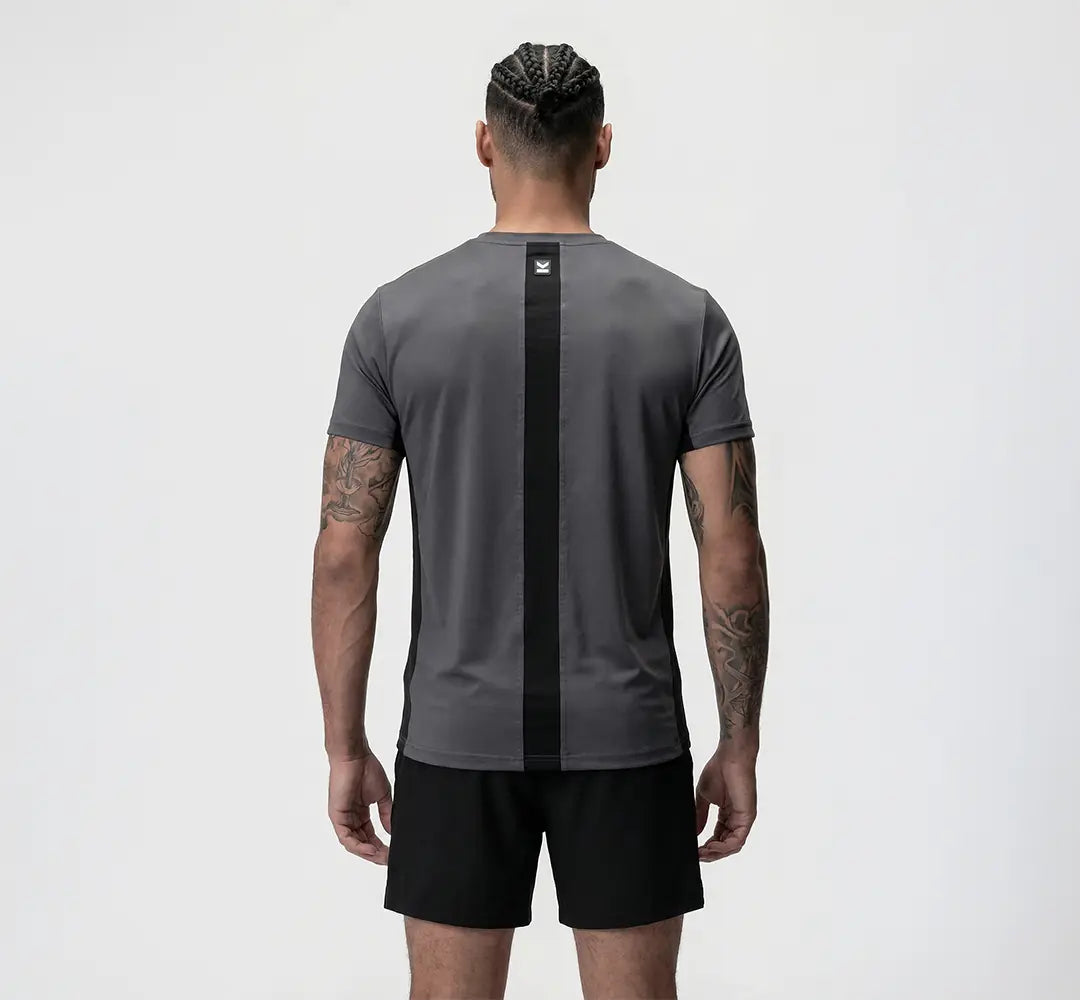 Camiseta manga corta hombre VALTIK CHAMP V2 Gris/Negro - vista trasera