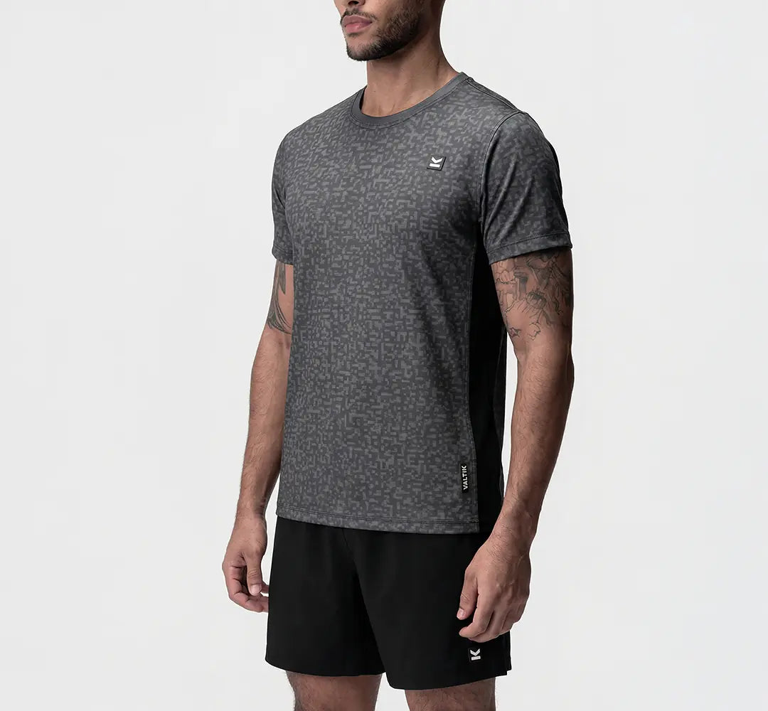 Camiseta manga corta hombre VALTIK CHAMP V2 Gris Pixel - vista frontal