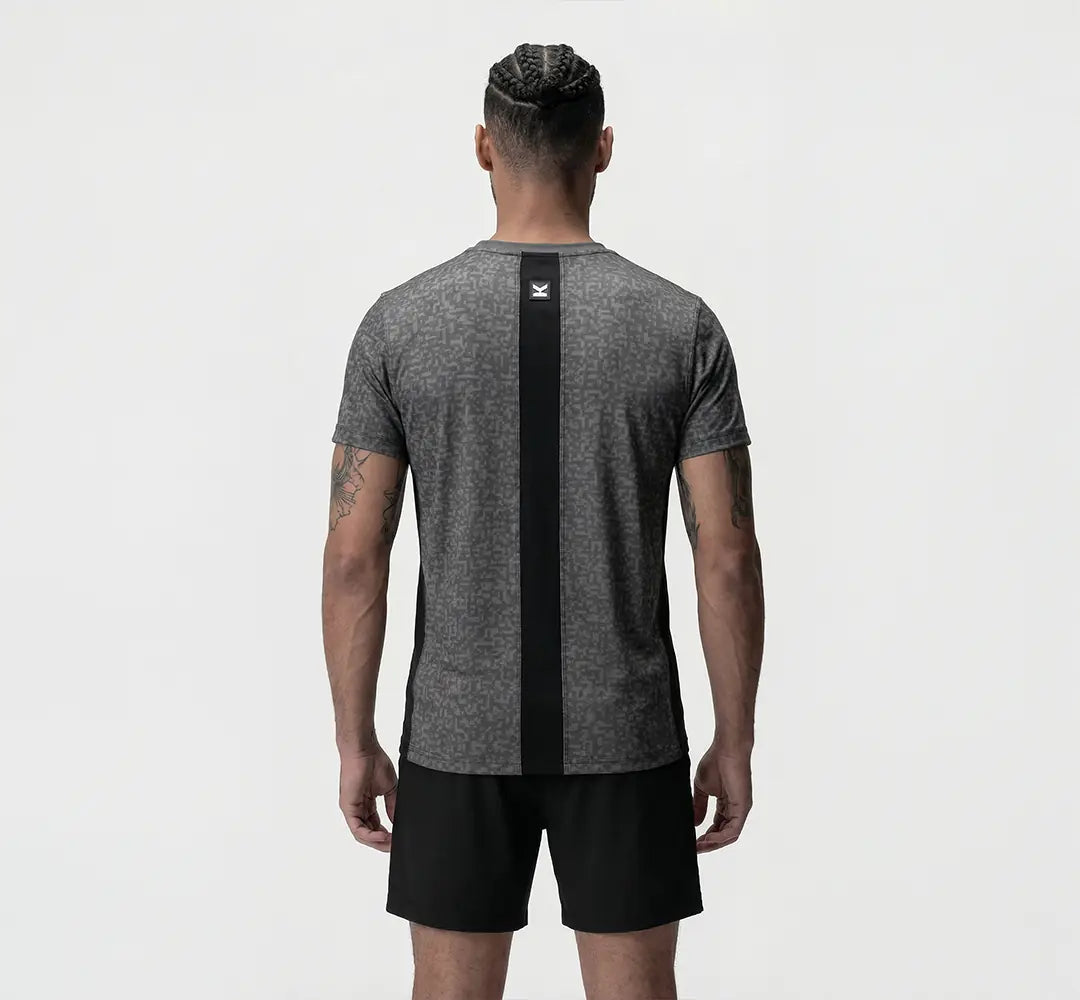 Camiseta manga corta hombre VALTIK CHAMP V2 Gris Pixel - vista trasera