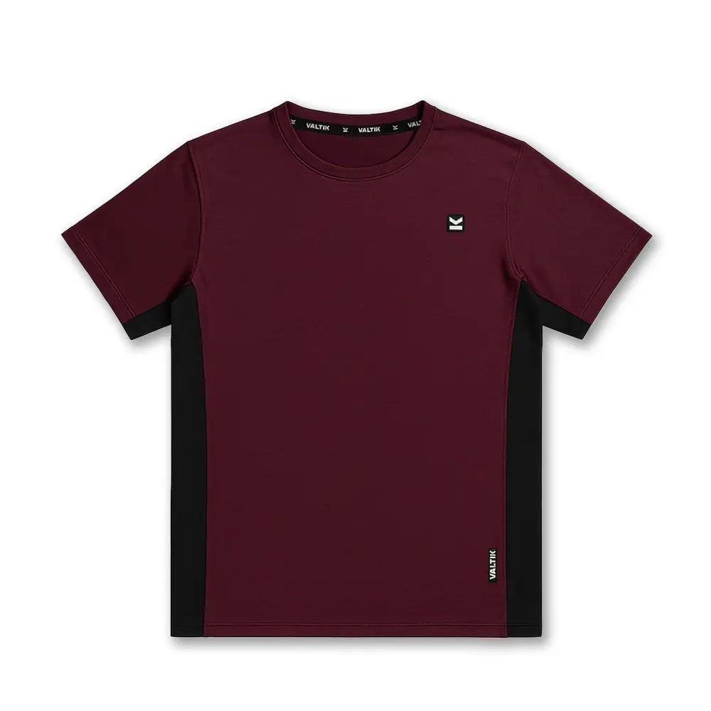 Camiseta manga corta hombre VALTIK CHAMP V2 Guinda Jaspeado - detalle