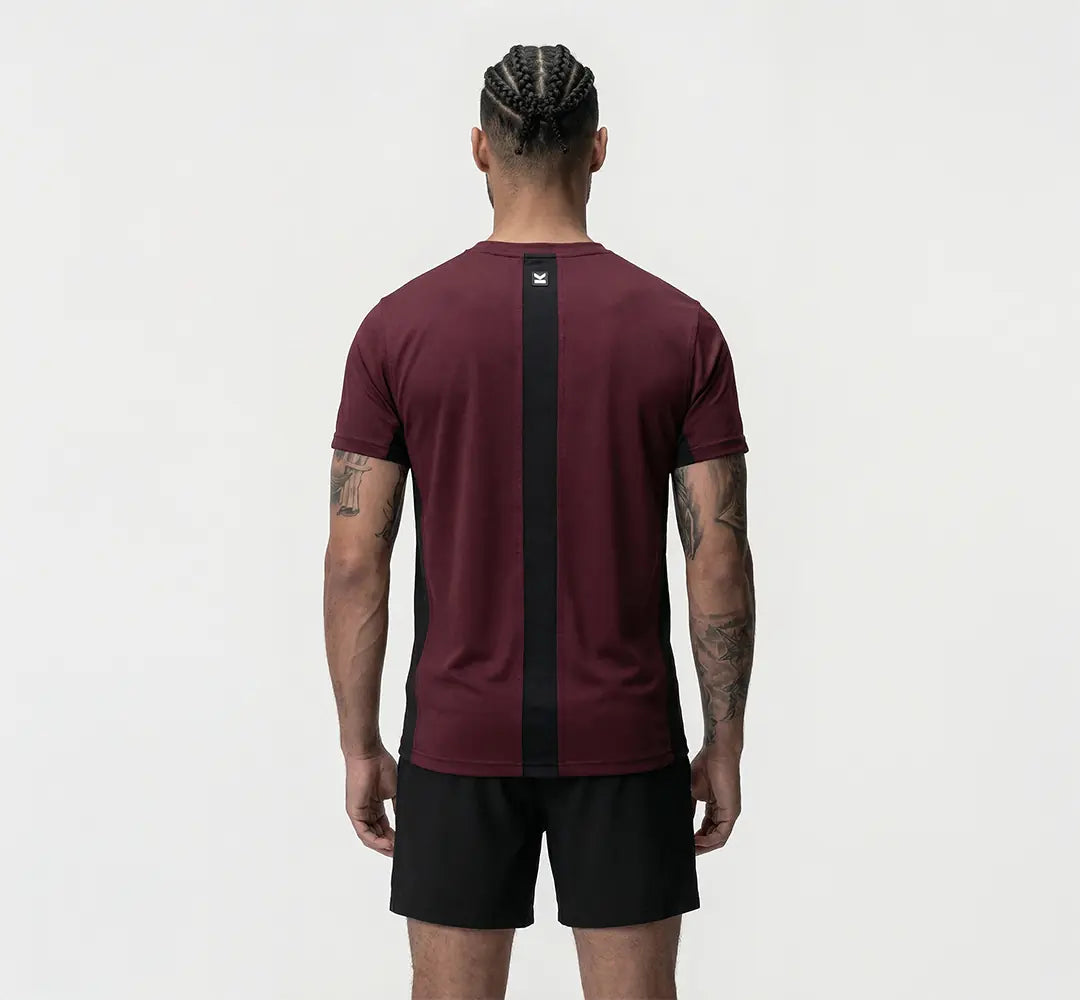 Camiseta manga corta hombre VALTIK CHAMP V2 Guinda Jaspeado - vista trasera