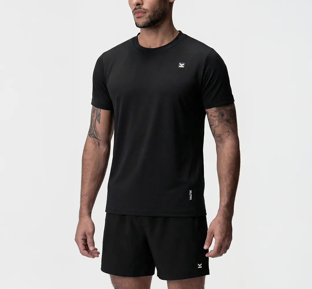Camiseta manga corta hombre VALTIK CHAMP V2 Negro - vista frontal