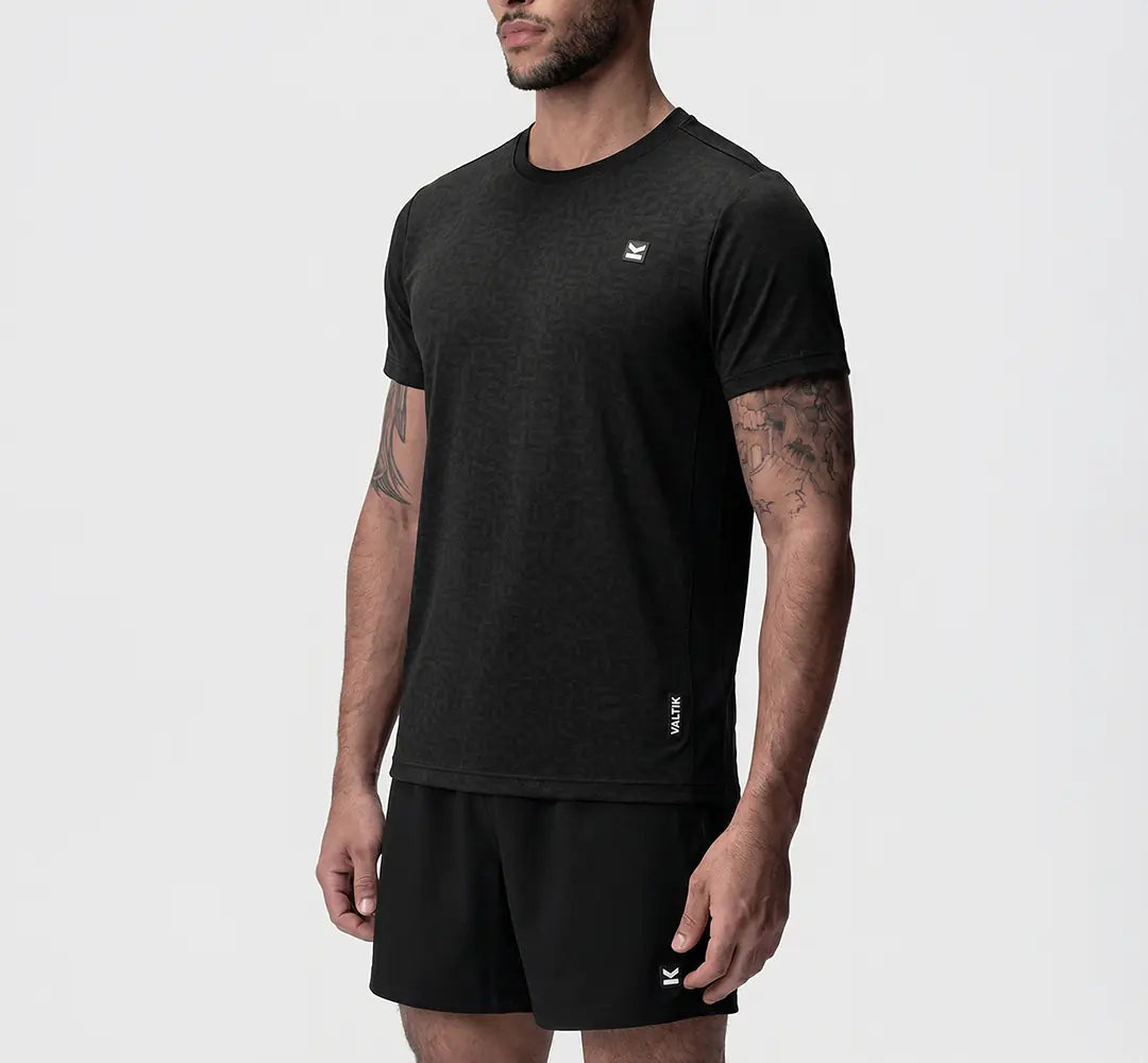 Camiseta manga corta hombre VALTIK CHAMP V2 Negro Pixel - vista frontal