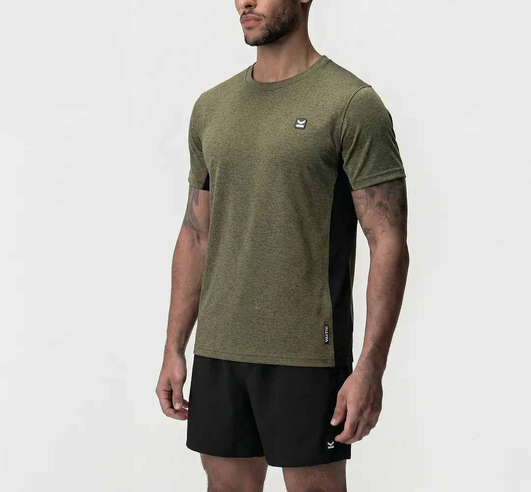 Camiseta manga corta hombre VALTIK CHAMP V2 Verde Táctico - vista frontal