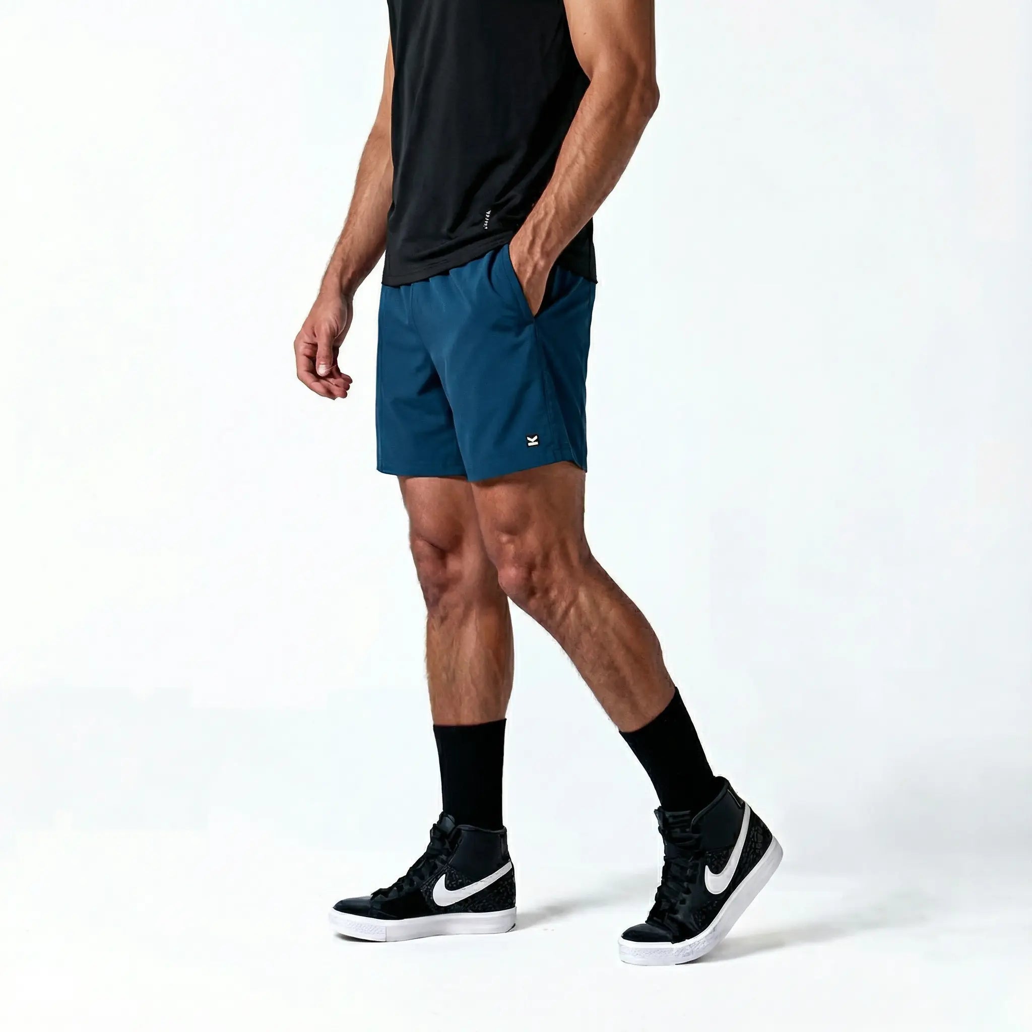 Short deportivo hombre VALTIK ICONIC V2 Azul Petróleo - vista lateral