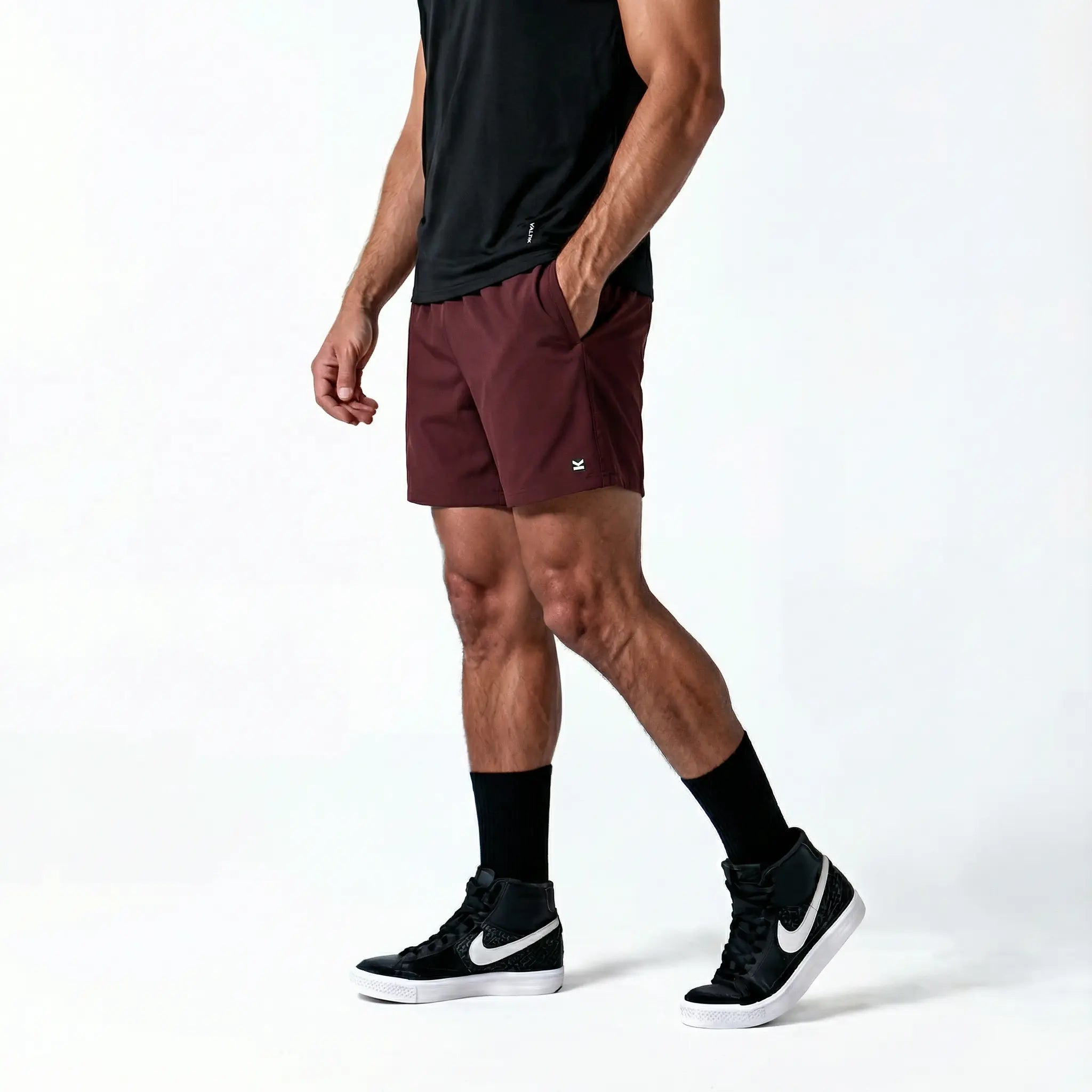 Short deportivo hombre VALTIK ICONIC V2 Guinda - vista lateral
