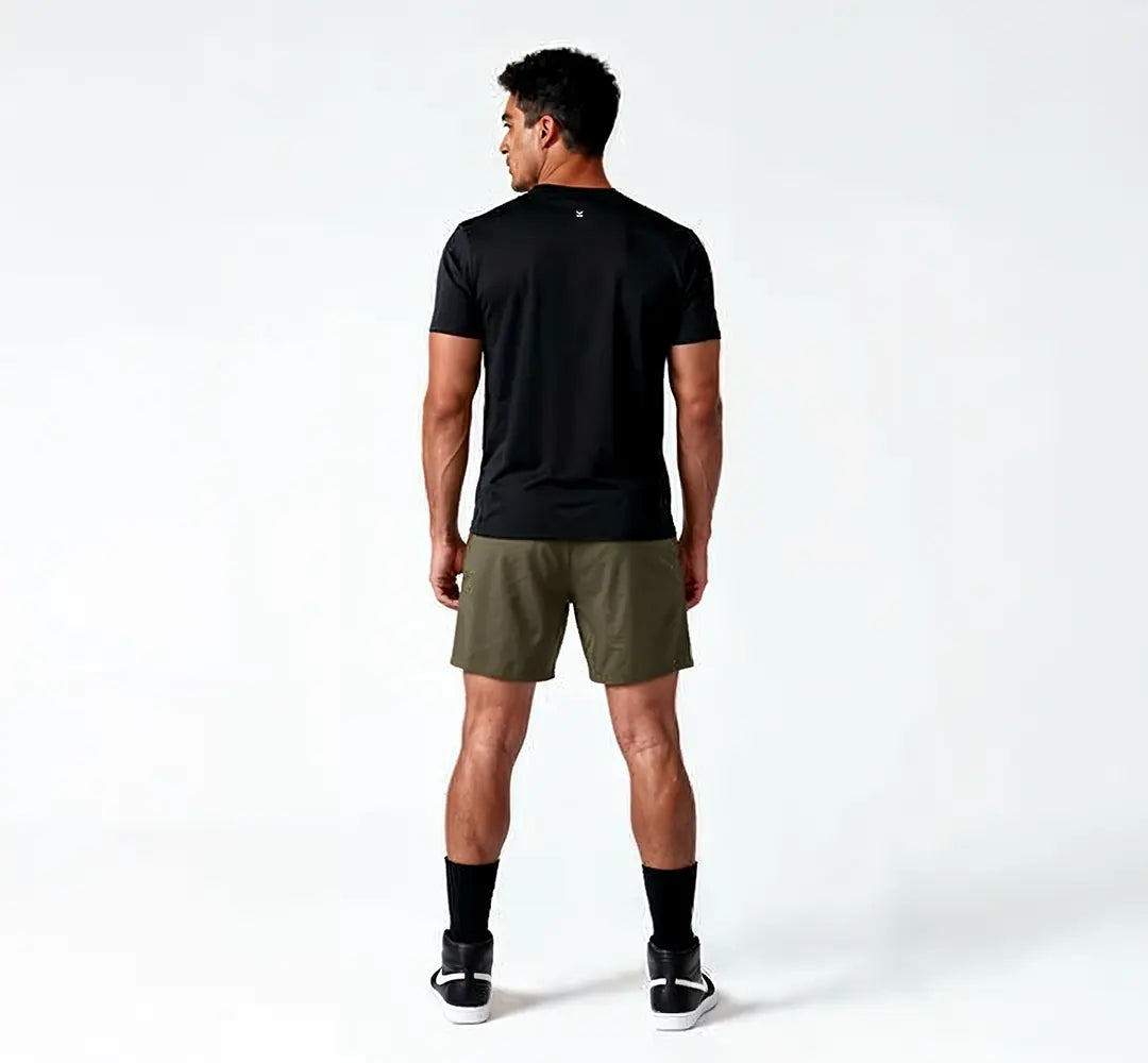 Short deportivo hombre VALTIK ICONIC V2 Verde Olivo - vista trasera